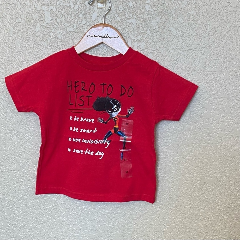 Incredible violet red T-shirt unisex 3T hero to do list Disney‎ Pixar